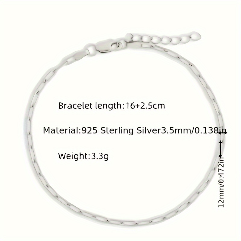 925 Silver Paper Clip Bracelet Adjustable Stackable Minimalist Jewelry